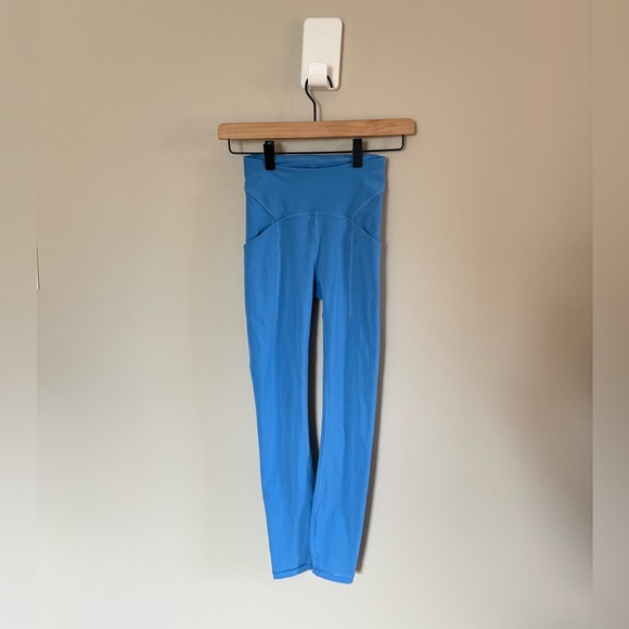 Lululemon • Power Thru High Rise Blue Tight 25” Four Way Stretch Sz 0 Pockets - Picture 5 of 13